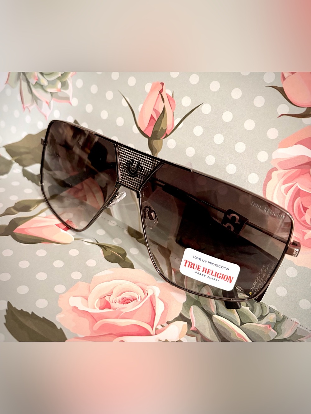 True Religion Oversized Shield Sunglasses in Dark Smoke